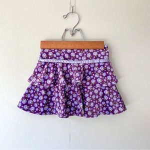 Y2K Ditsy Floral Print Velvet Tiered Pull On Elastic Skort 2-3T